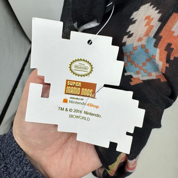 NEW Super Mario Bros Infinity Scarf Black Novelty Bowser Luigi Graphic Bioworld - Picture 6 of 6